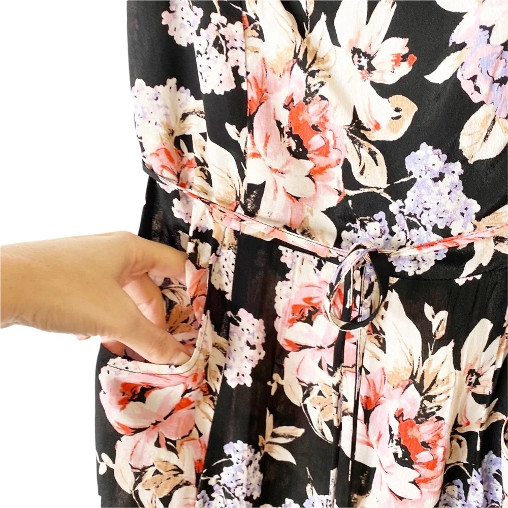 Band of Gypsies Santiago Dark Floral Midi Dress Pinup Cottage XS - Picture 7 of 10